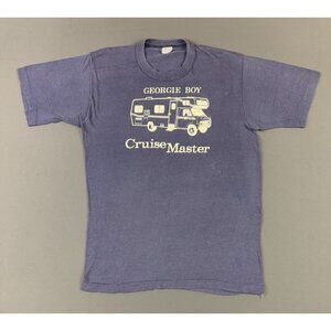 Vintage 70s 90s Georgie Boy Cruise Master Shirt Signal Tag Large Navy Blue Rare